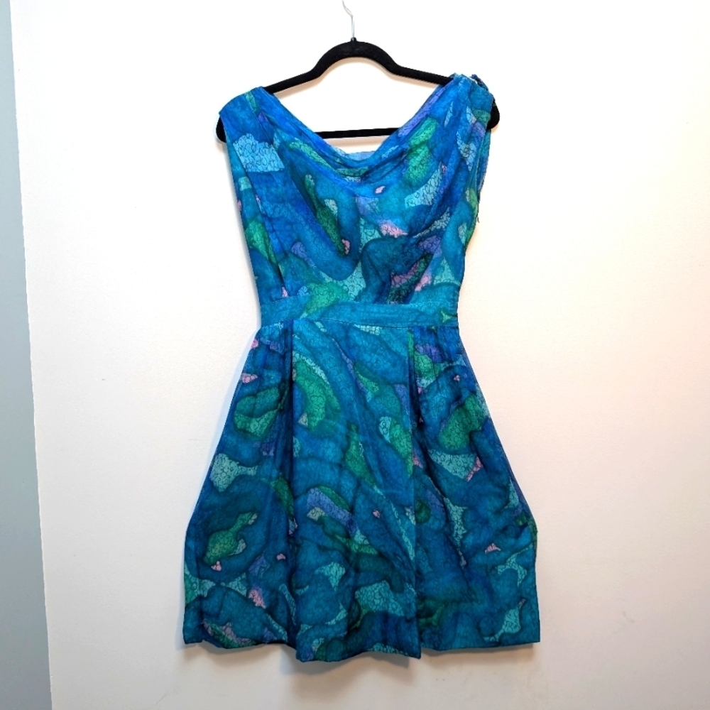 Vintage 1950s Handmade Silk Dress with Jacket - Picture 3 of 9